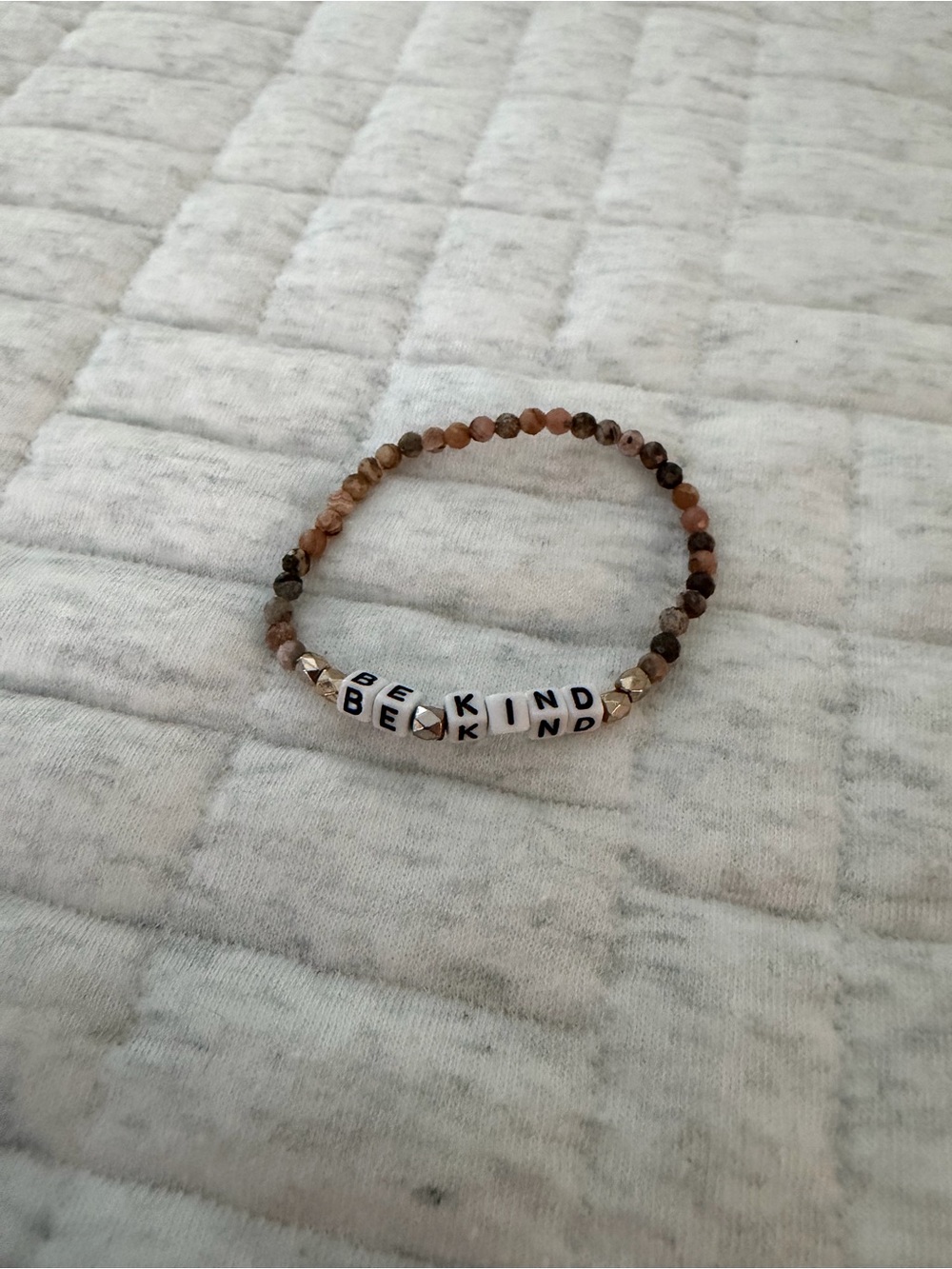 Be Kind Beaded Bracelet in Brown and Gold Tones